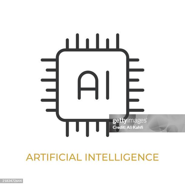 artificial intelligence glyph line icon. thin line icon that can be applied anywhere, simple, pixel perfect and modern style - database icon stock illustrations