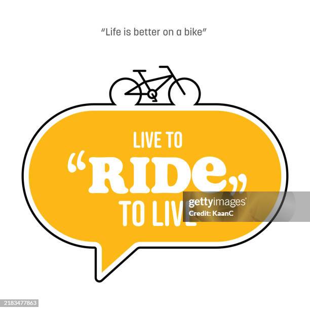 bicycle or bike lettering on speech bubble shape vector stock illustration - slogan stock illustrations