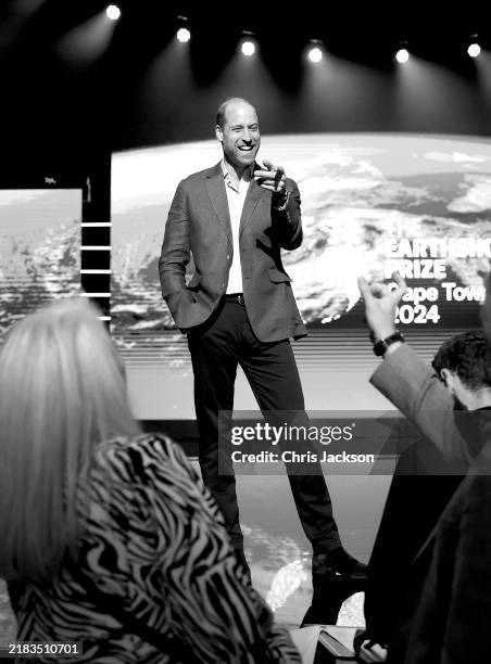 In this image released on November 07 President and Founder of the Earthshot Prize, Prince William, Prince of Wales on stage ahead of the 2024...