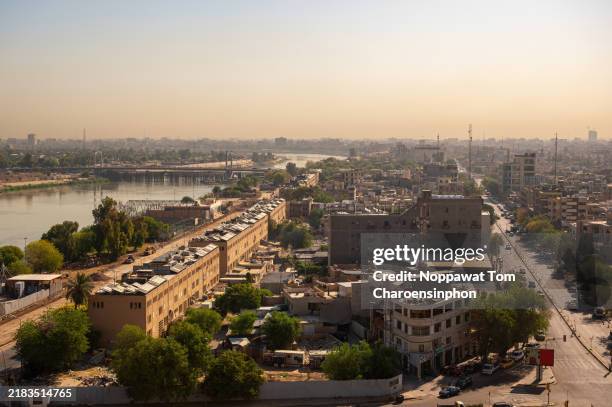 baghdad cityscape with tigris river during daytime - iraq - asia - baghdad stock pictures, royalty-free photos & images