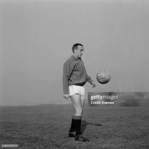 Scotland national soccer player, striker Ian St John controlling a football, October 20th 1962.