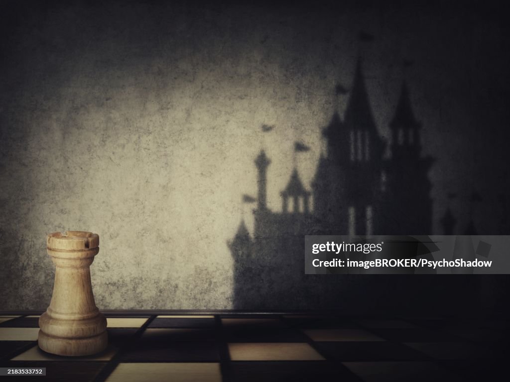 Chess Rook Shadow Rook Chess Piece Casting A Shadow In Shape Of A Castle On A Concrete ...