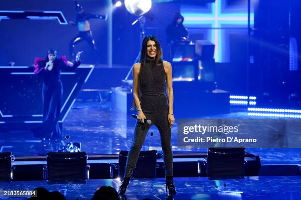 Giorgia attends the "X Factor" TV show at Repower Theatre on November 07, 2024 in Assago, Italy.