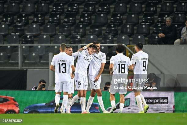 Kristoffer Zachariassen of Vitoria SC celebrates scoring his team's second goal during the UEFA Conference League 2024/25 League Phase MD3 match...