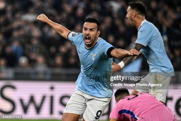 Pedro Eliezer Rodriguez Ledesma of S.S. Lazio celebrates his goal during the UEFA Europa League 2024/25 League Phase MD4 match between S.S. Lazio and...
