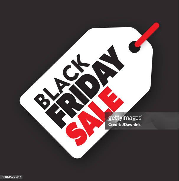 bildbanksillustrationer, clip art samt tecknat material och ikoner med black friday sale web banner price tag shaped design template - black friday