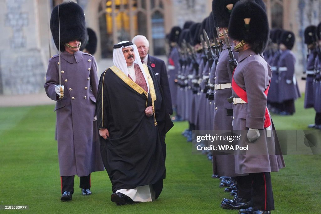 King Charles III Hosts The King of Bahrain At Windsor Castle