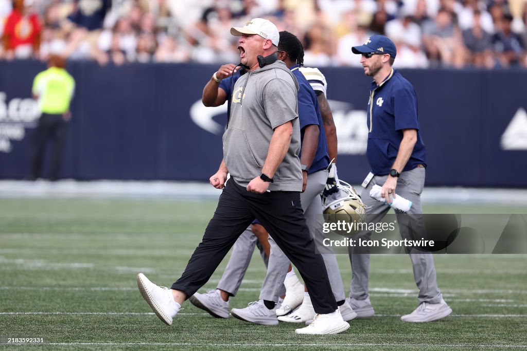 Key Georgia Tech Football Georgia Tech Yellow Jackets head coach Brent Key reacts to a play ...