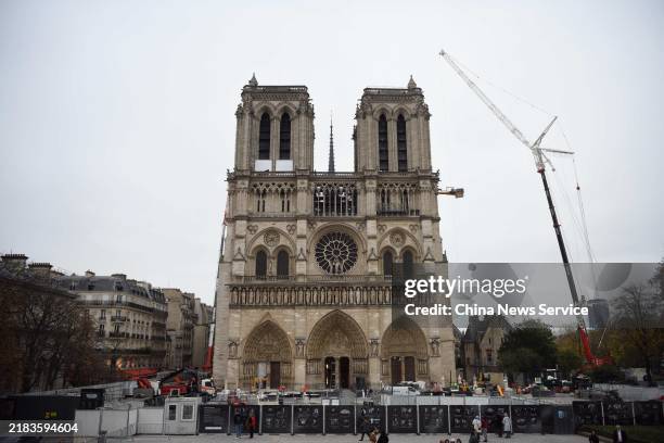 General view of Notre-Dame de Paris on November 7, 2024 in Paris, France. Paris's Notre Dame cathedral, severely damaged by fire in 2019, is...