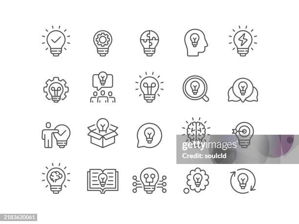 illustrations, cliparts, dessins animés et icônes de idées icônes - idée