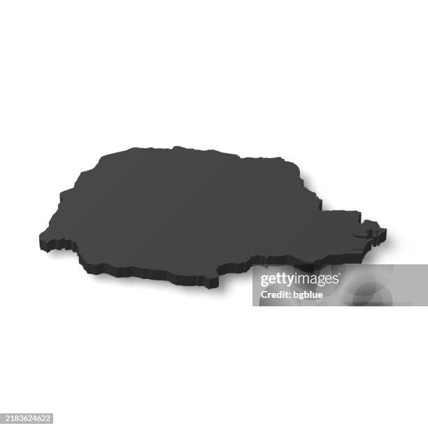 parana - 3d black map on white background - curitiba stock illustrations stock illustrations