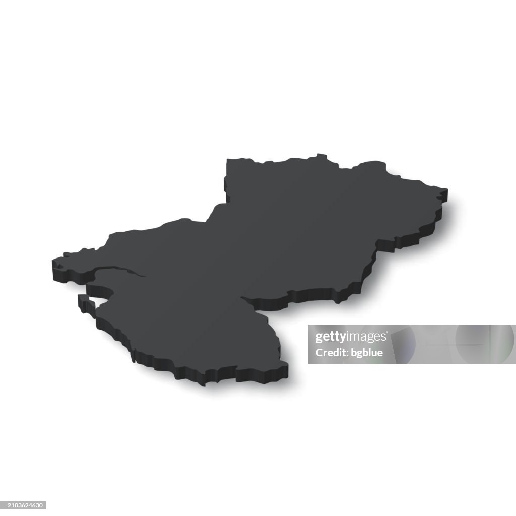 Pays de la Loire - 3D black map on white background
