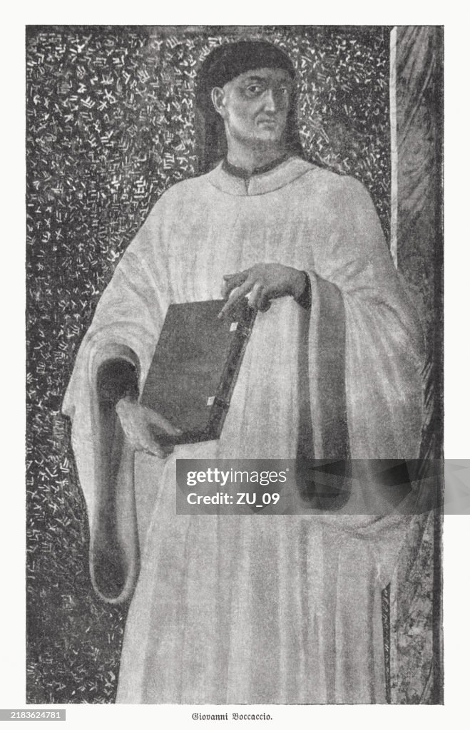 Giovanni Boccaccio (1313-1375), Italian writer, halftone print, published 1895