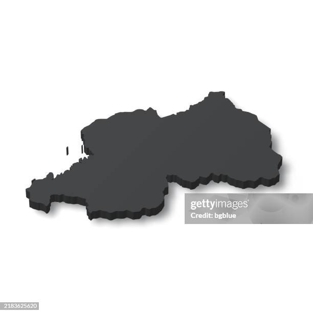 rwanda - 3d black map on white background - rwanda stock illustrations