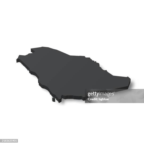 saudi arabia - 3d black map on white background - saudi arabia map stock illustrations