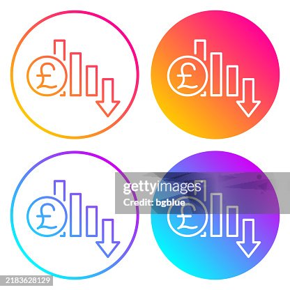 Pound rate decrease. Round icons with color gradients Pound rate decrease. Round icons with color gradients