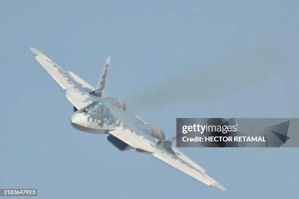 Russian Sukhoi Su-57 fifth-generation fighter aircraft flies during the 15th China International Aviation and Aerospace Exhibition in Zhuhai, in...