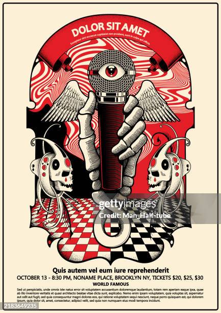 ilustraciones, imágenes clip art, dibujos animados e iconos de stock de rock póster - cartel de concierto