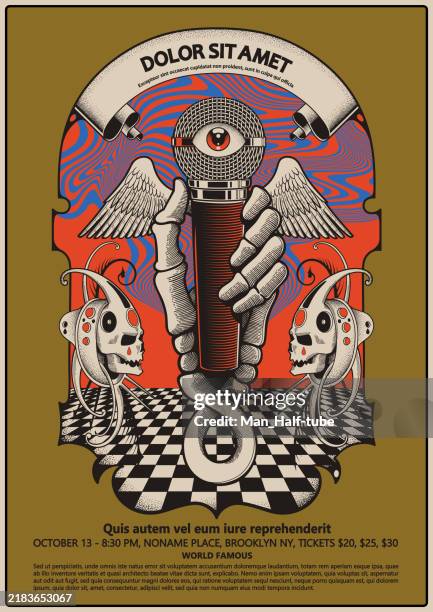 stockillustraties, clipart, cartoons en iconen met rock poster - psychedelisch
