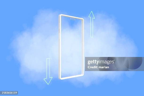 mobile data upload and download, cloud computing concept,3d rendering - cloud application stock pictures, royalty-free photos & images