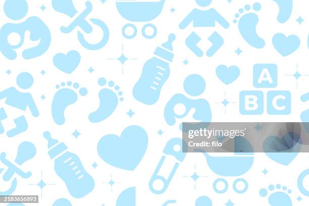 seamless baby symbols and child icons tileable repeating background pattern - good first impression stock illustrations