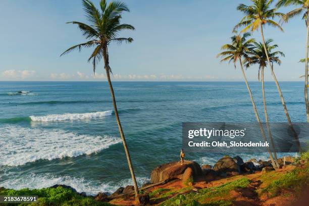 serene woman looking at the ocean on sri lanka - sri lanka stock pictures, royalty-free photos & images