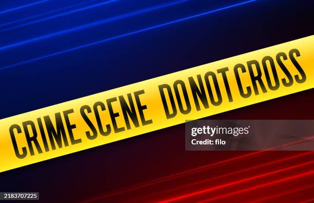crime scene yellow do not cross barricade tape - gun violence stock illustrations
