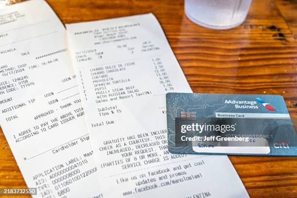 Miami Beach, Florida, Manolo Argentinian restaurant, citi credit card receipt, gratuity 15% tip included.