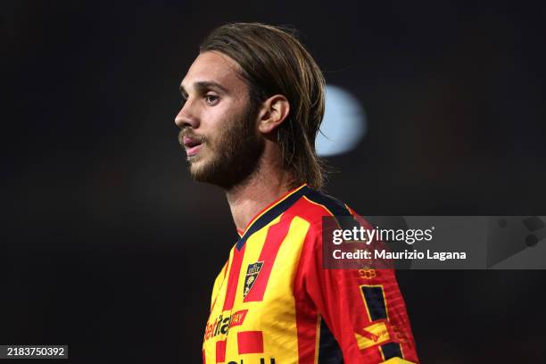 Antonino Gallo of Lecce during the Serie A match between Lecce and Empoli at Stadio Via del Mare on November 08, 2024 in Lecce, Italy.