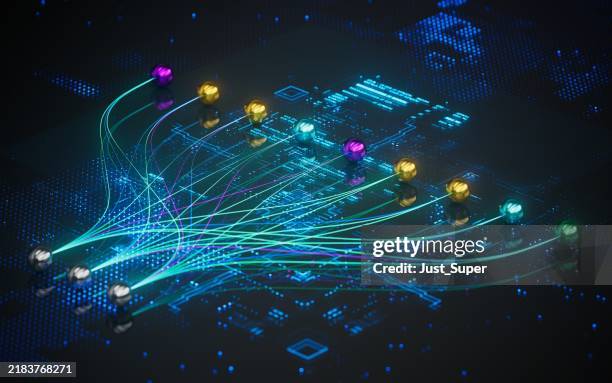 neural network nodes deep learning artificial intelligence machine learning model - rangschikken stockfoto's en -beelden