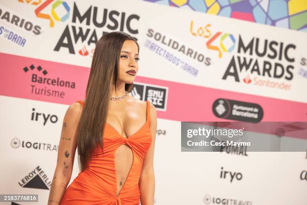 Argentinian singer Emilia Mernes attends the Los40 Music Awards photocall at Palau Sant Jordi on November 8, 2024 in Barcelona, Spain.