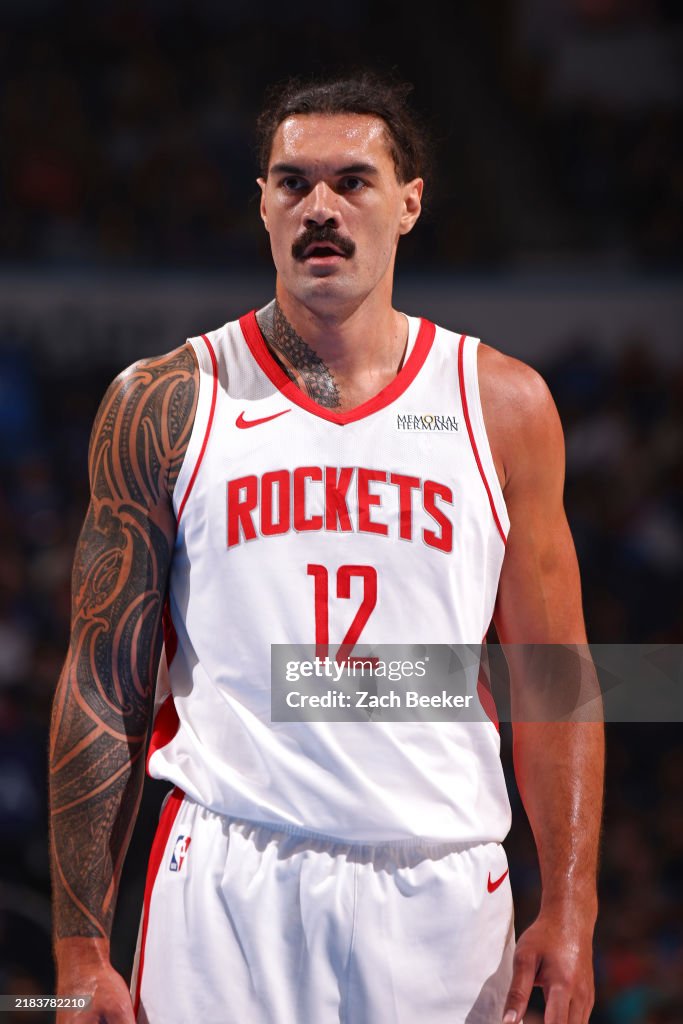 Steven Adams Rockets Basketball Steven Adams of the Houston Rockets looks on during the game against ...