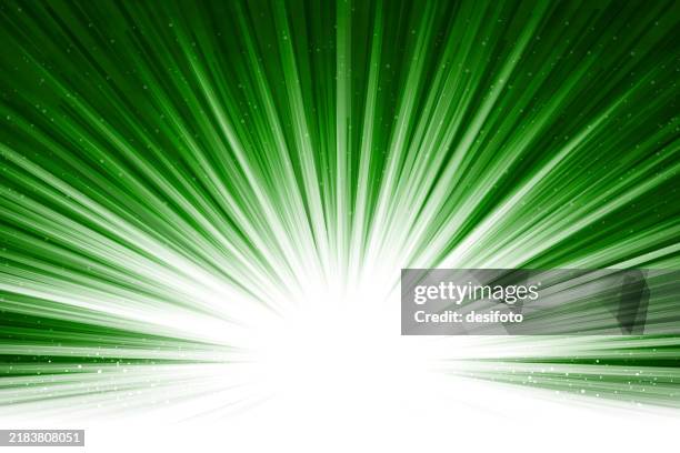 a horizontal vector luxuriant elegant backdrop with sunburst pattern and shining sunbeam in bright vibrant dark green and white color making celebration festive glamorous background with shiny glittery dots of glitter - celebration background green stock illustrations