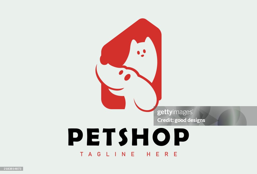 Cat and Dog Pet House Logo