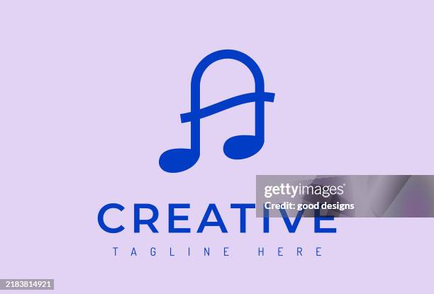 letter a music note logo design - treble clef logo stock illustrations