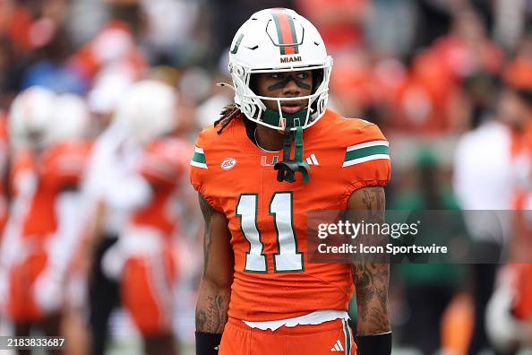 Sam Rabin Miami Miami Hurricanes wide receiver Sam Brown Jr. warms up for the game ...