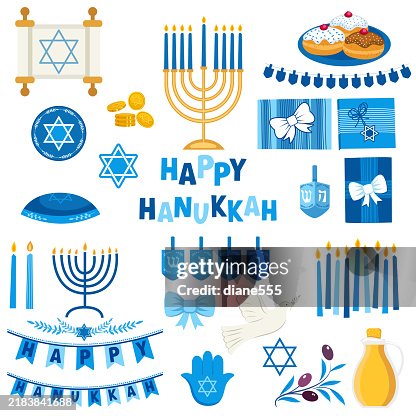 Hanukkah Icon Set On A Transparent Background Hanukkah Icon Set On A Transparent Background