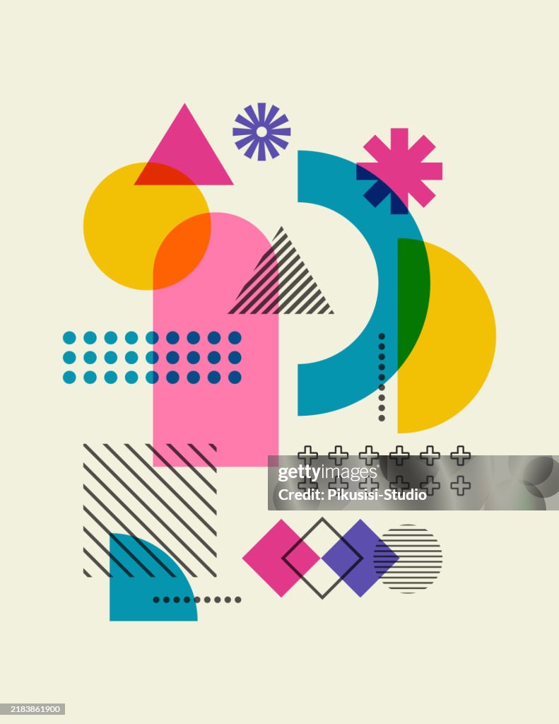Abstract geometric design in Risograph style.