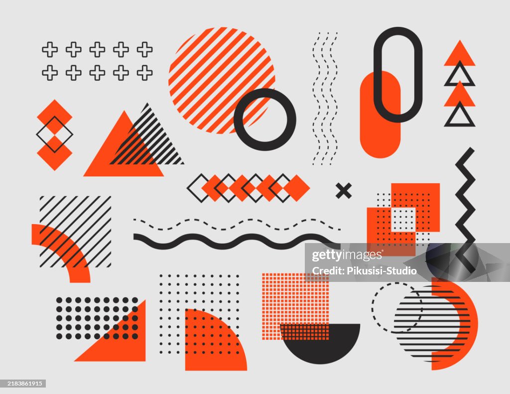 Ensemble de formes géométriques, conception d’éléments de style graphique à la mode.