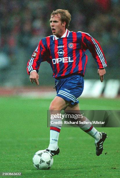 October 20: Markus Munch of Bayern Munich on the ball during the Bundesliga match between Bayern Munich and Borussia Dortmund at Olympic Stadium on...