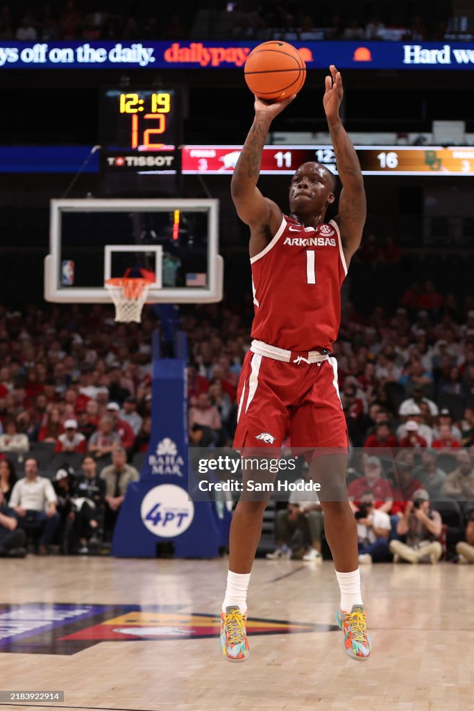 Johnell Rucker Shell Johnell Davis of the Arkansas Razorbacks shoots during the first half ...