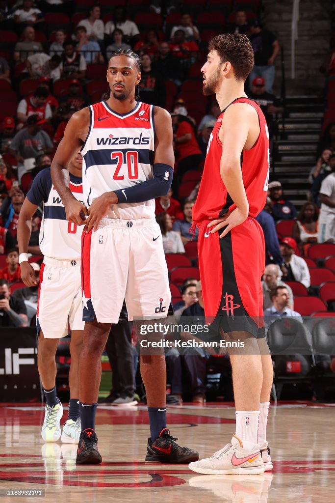 Wizards Rockets Alexandre Sarr of the Washington Wizards looks on during the game ...