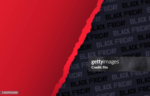 illustrazioni stock, clip art, cartoni animati e icone di tendenza di sfondo astratto della carta da imballaggio del modello del black friday - carta regalo strappata