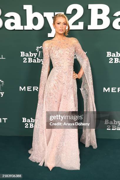 Paris Hilton attends the 2024 Baby2Baby Gala Presented by Paul Mitchell at Pacific Design Center on November 09, 2024 in West Hollywood, California.