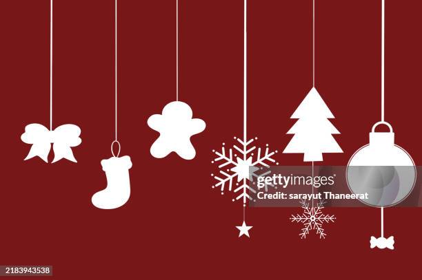 christmas ornaments set silhouette sketch - snowflake drawing stock pictures, royalty-free photos & images