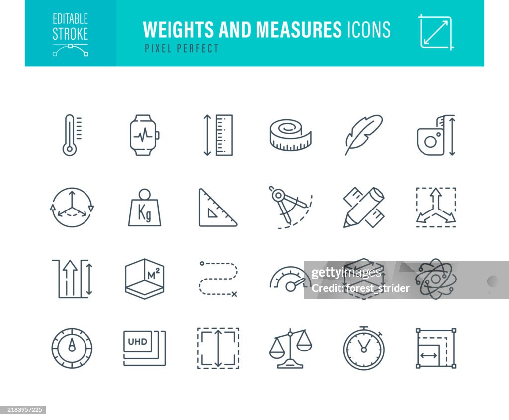 Icone Pesi e Misure Tratto modificabile