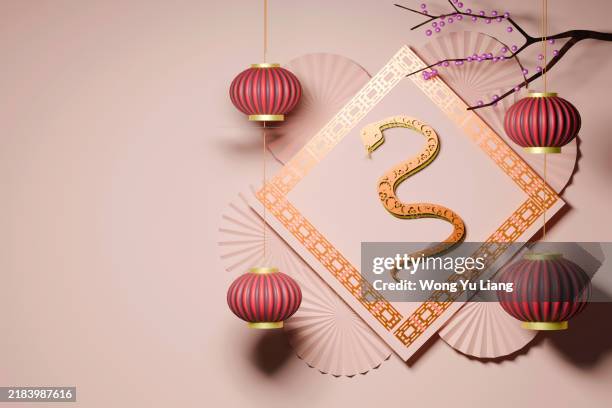 chinese new year background, year of snake - serpentine stock pictures, royalty-free photos & images
