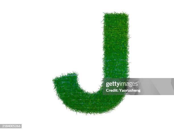 text j made from green grass,enviroment friendly concept - letter j stock pictures, royalty-free photos & images