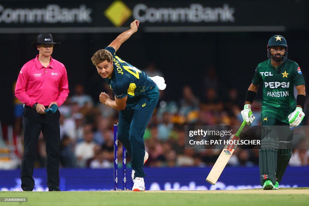 Pakistan Rbe Australia's paceman Spencer Johnson bowls as Pakistan's batsman... News ...