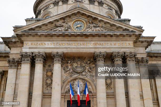 This photograph shows facade of the Institut de France prior to the presentation the 9th edition of the Dictionnaire de l'Academie Francaise , which...